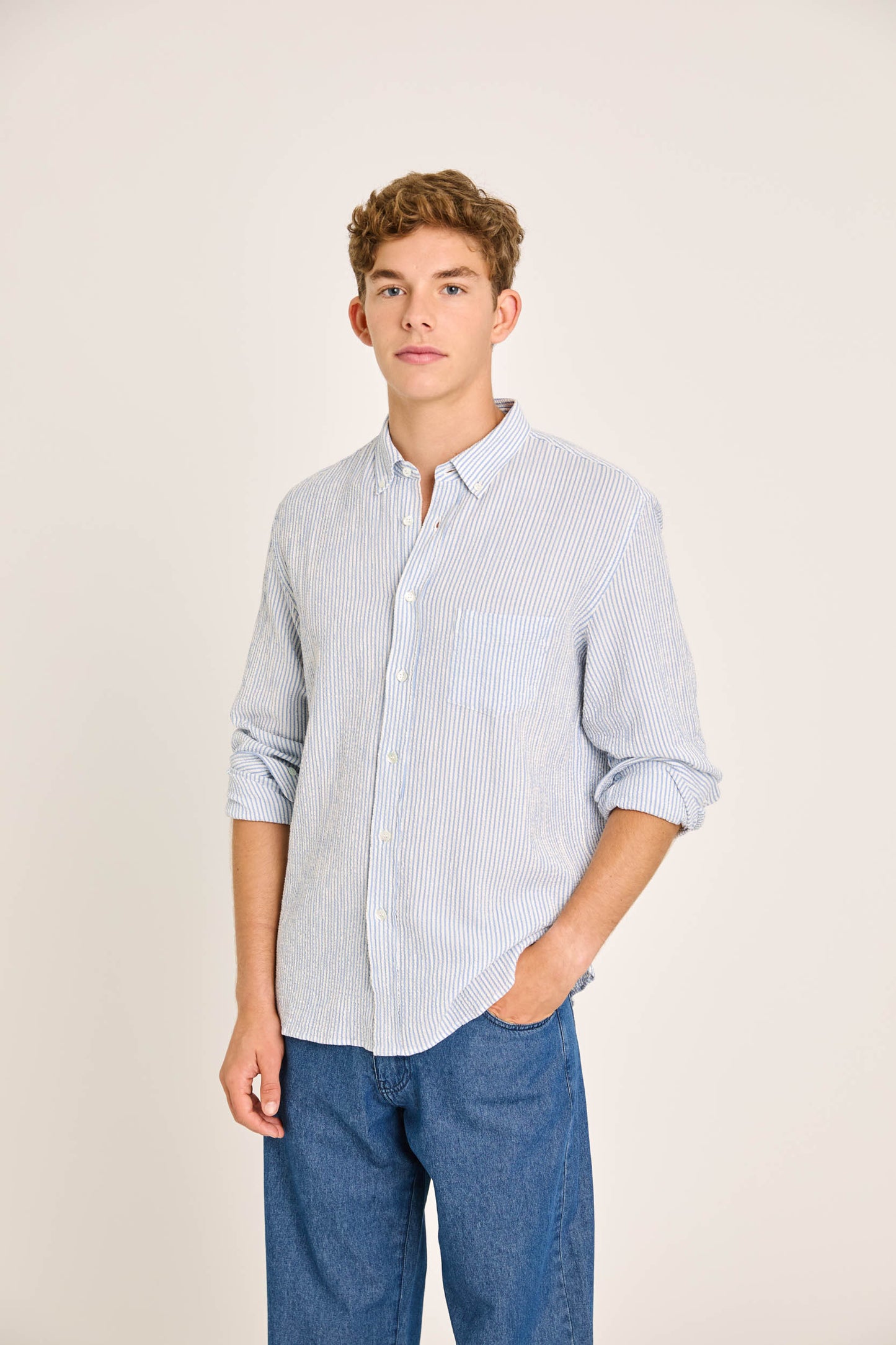 Branco Azure Stripes Long Sleeve Shirt