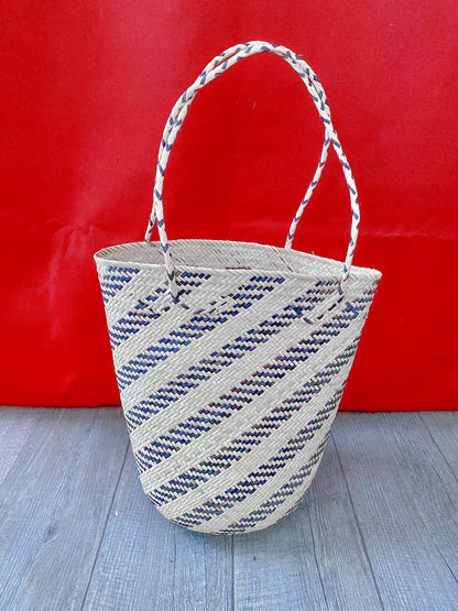 Cilindric Rattan Little Stripes Bag