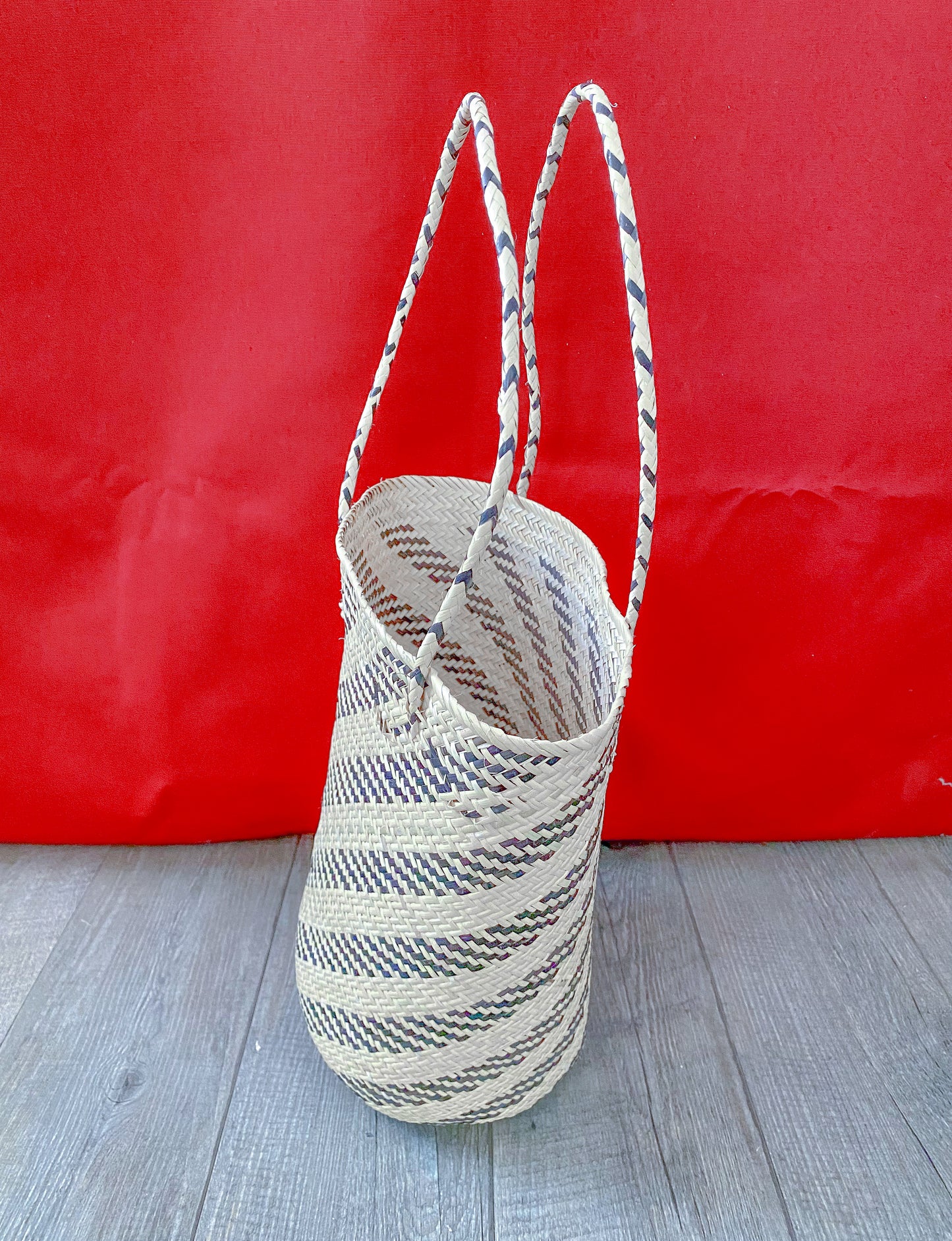 Cilindric Rattan Little Stripes Bag