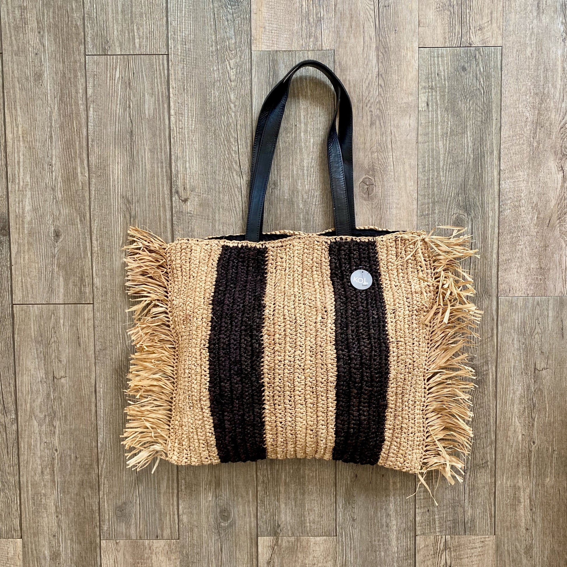 Raffia Bag Vertical Stripes