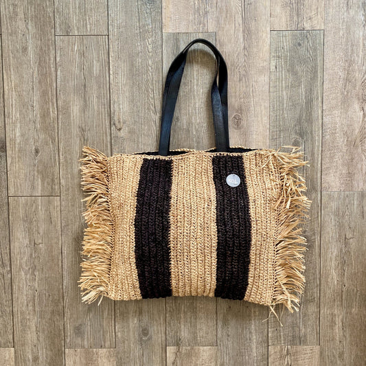 Raffia Bag Vertical Stripes