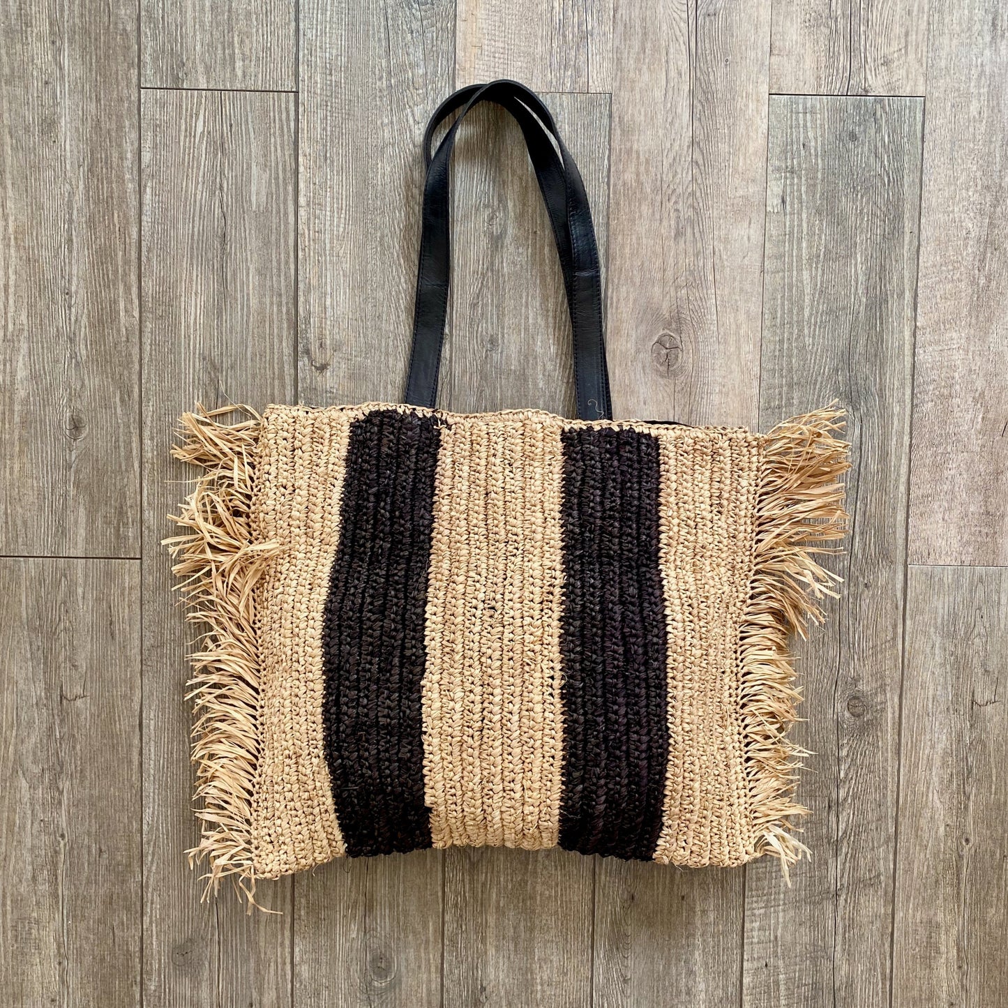 Raffia Bag Vertical Stripes