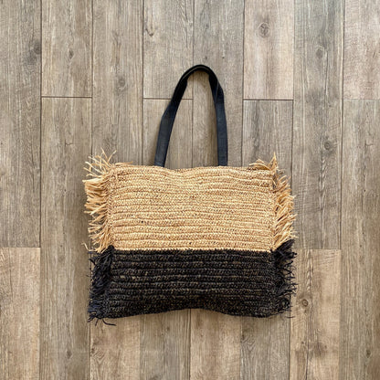 Raffia Bag Natural Black