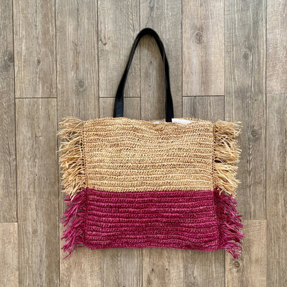 Raffia Bag Natural Bordeaux