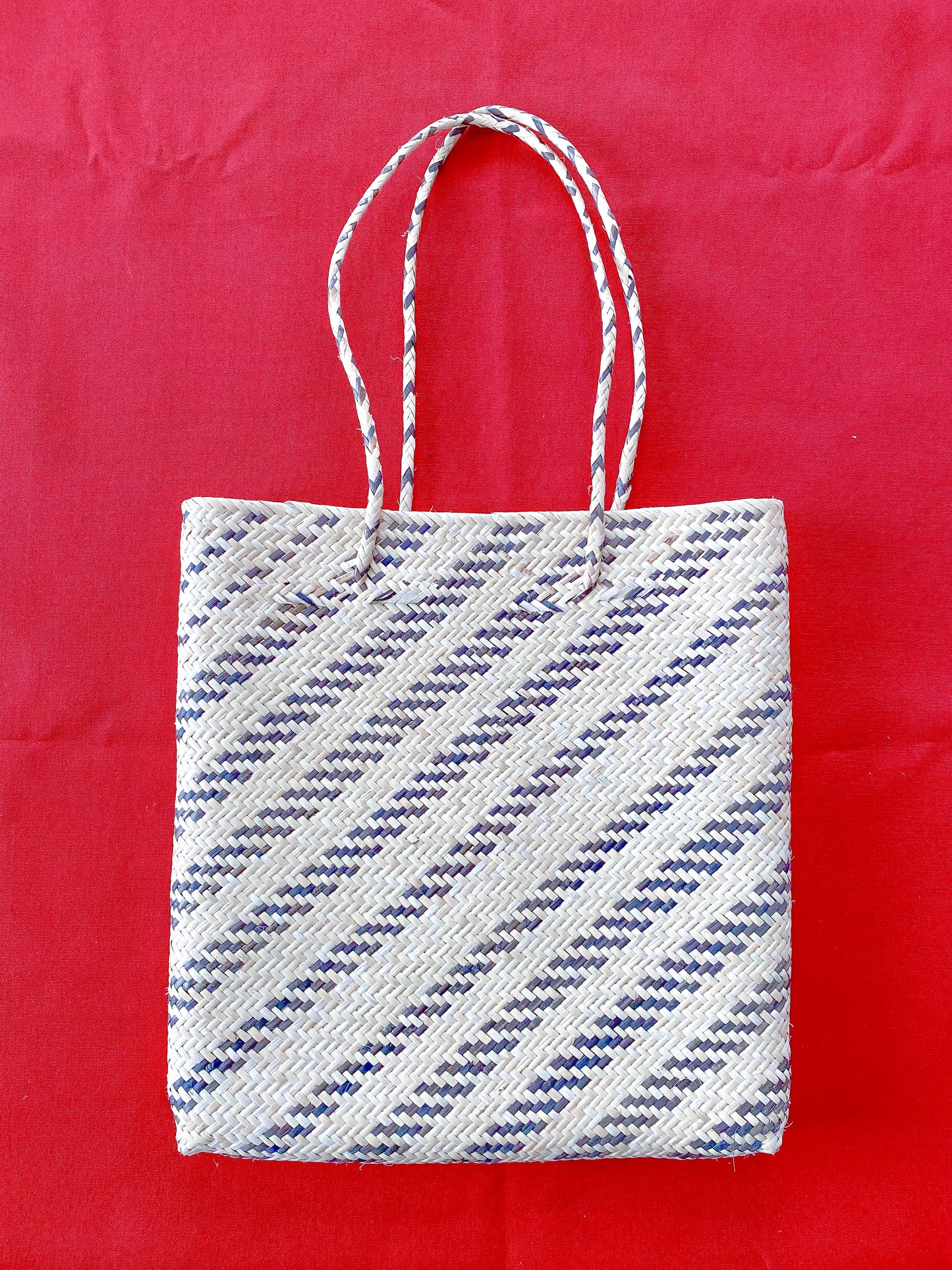 Little Stripes Rattan Flat Bag