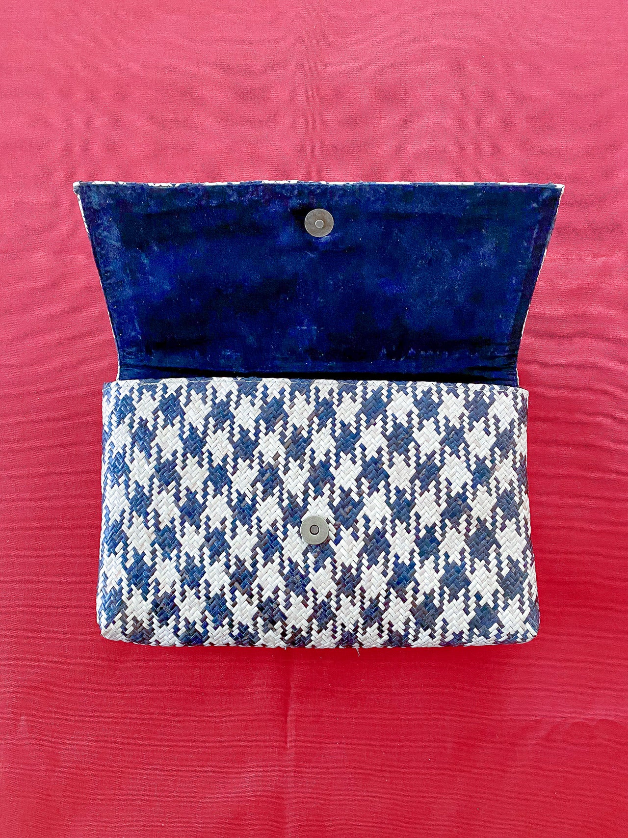 Pied De Poule Rattan Clutch