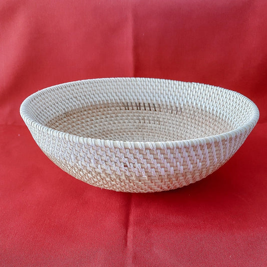 Rattan Bowl Big White